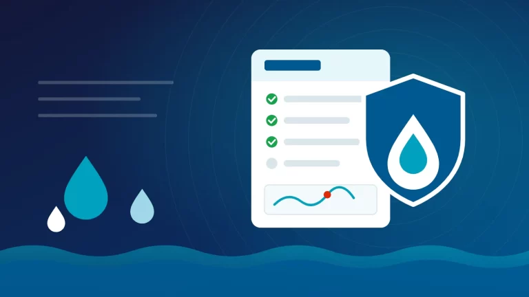 Ilustración de un escudo con una gota y un informe: qué cubre el seguro de hogar en una fuga de agua
